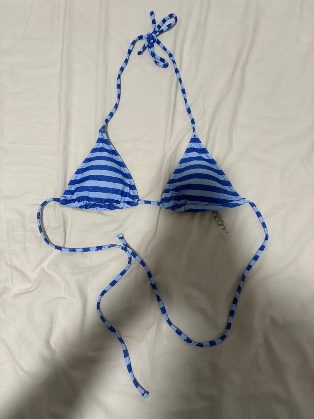 SHEIN Blue & White Striped Triangle Bikini Top
